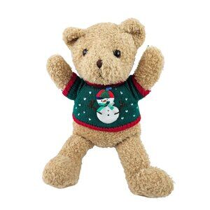 Vintage Chrisha Playful Plush Teddy Bear Snowman Sweater 18 in Christmas Toy
